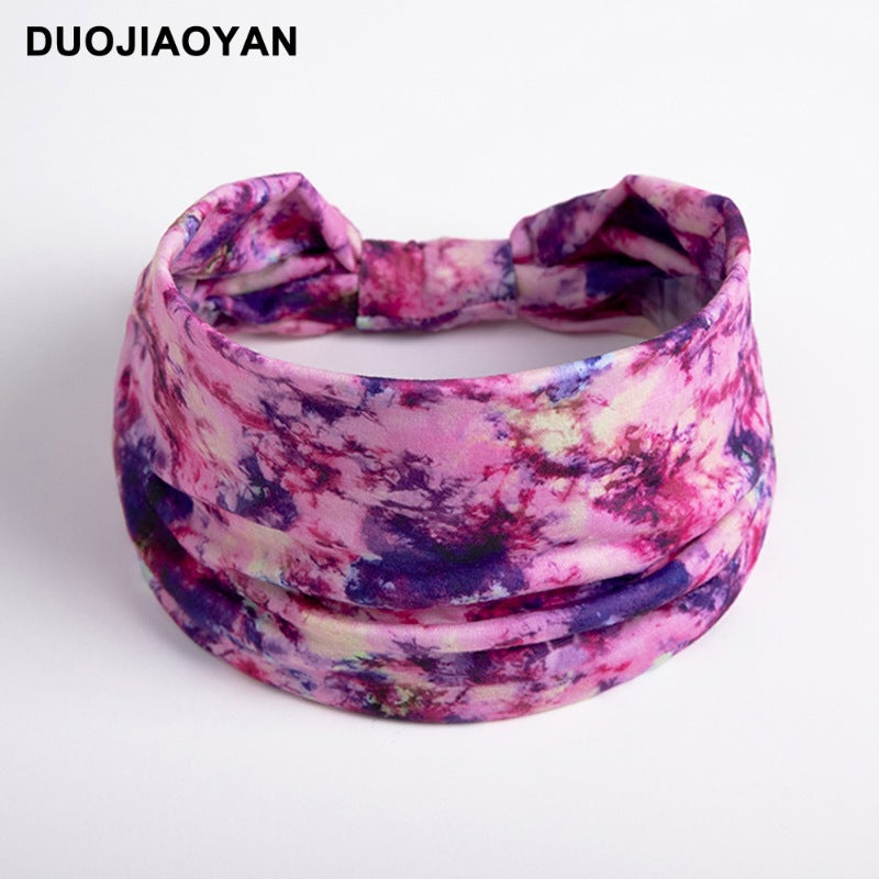 Wholesale Elastic Tie Dye Wide Trim Fabric Headband